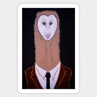 Barn Owl in a Suit - charcoal and graphite drawing Sticker